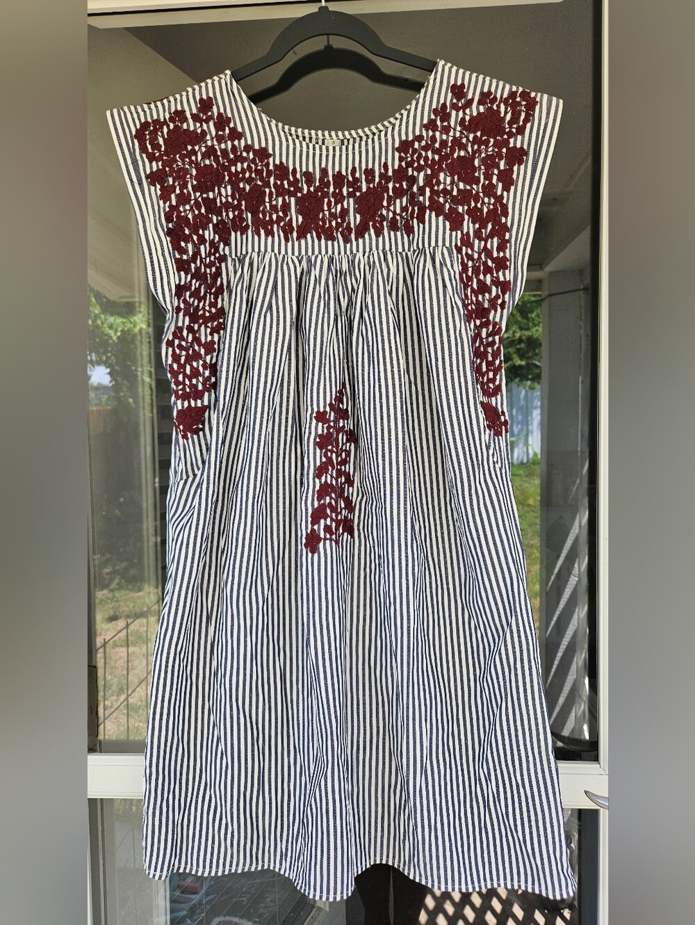 SPIRIT DRESS Maroon Embroidered Ticking Stripe Game Day Dress - Size S AGGIE A&M